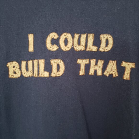 Woodworking T Shirt Mens 2XL Blue Short Sleeve I Could Build That Hanes Cotton - Picture 3 of 10